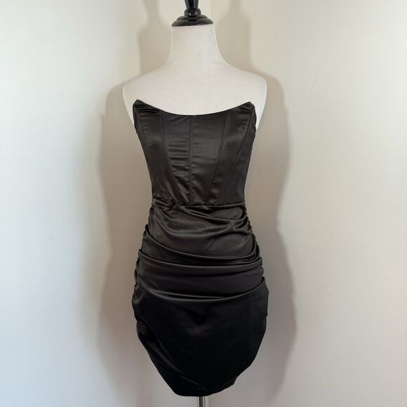 Windsor Dress Black Ruched Corset Boning S Whimsical Goth Grunge Halloween - Picture 2 of 9